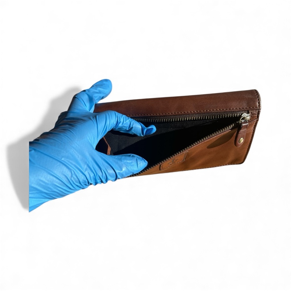 Brown Leather Clutch Wallet with Anchor Detail - Picture 12 of 14